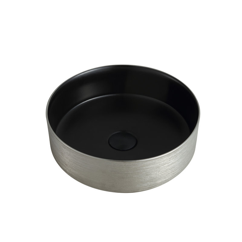 Lavabo de salle de bain vasque circulaire en céramique AGUA Canada Frido, Argent / noir
