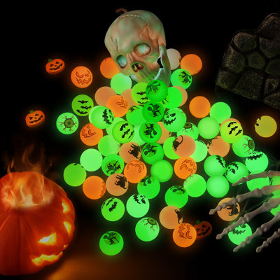 72 PCS Halloween Bouncy Balls, Glow in The Dark Bouncing Balls Eyeballs for Halloween Party Favors Decorations, Halloween Goodie Bag fillers, Trick or Treating School Classroom Game Prizes