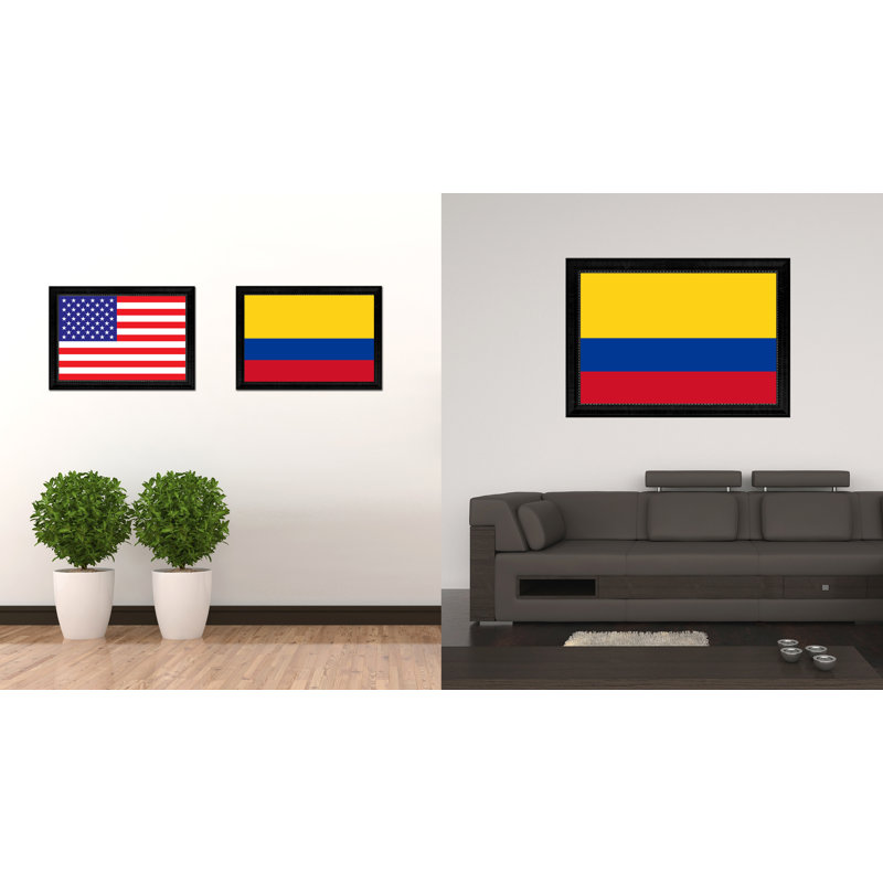 Impression sur toile, "colombia country flag", H 21 po x l 30 po x P 1 po, Encadrement noir