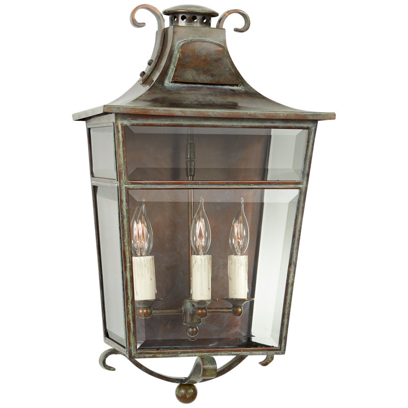 Carrington 3 - Light Flush Mounted Sconce, Weathered Verdigris
