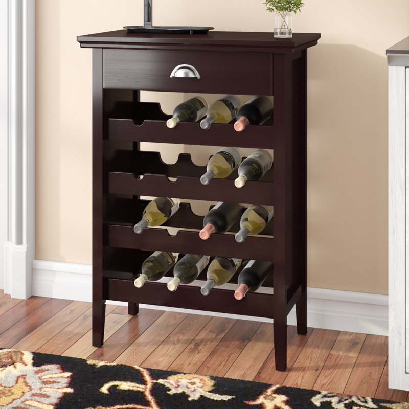 Jonnie Wood Buffet 16 Bottle Wine Rack Cabinet with Drawer