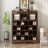 24" Shoe Cubby Console, Curved Base - Rustic Brown