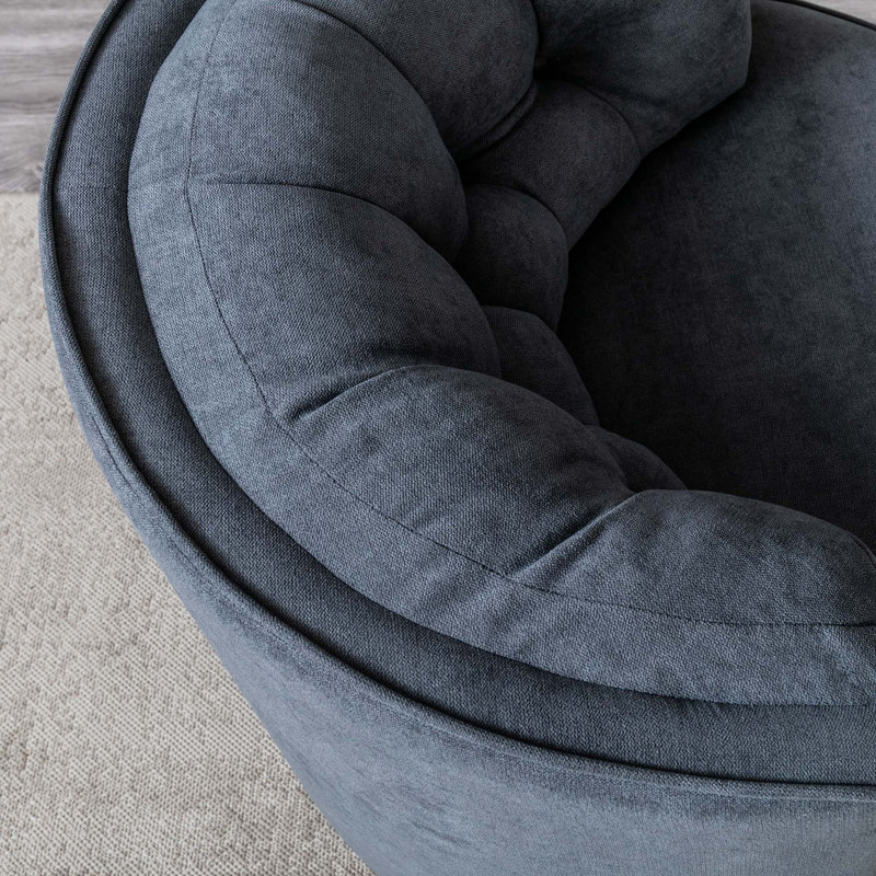 Fauteuil demi-tonneau pivotant en lin 83,82 cm Caner, Lin gris