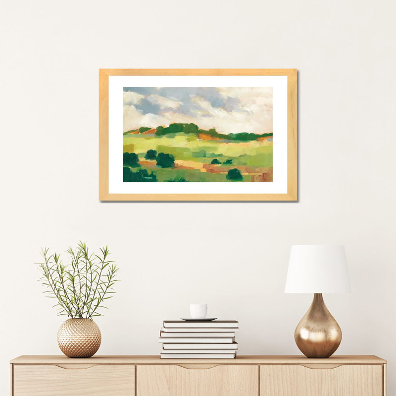 «Scattered Trees II» par Ethan Harper - reproduction d'art, H 16 po x l 24 po x P 1 po, Toile avec cadre en bois beige, Blanc