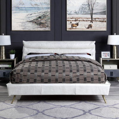 Top Grain Leather Queen Bed