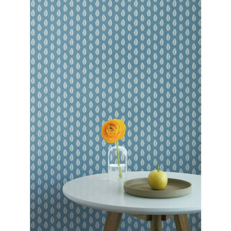 Rouleau de papier peint à motif de feuilles L 2,25 pi x l 27 po, Bleu