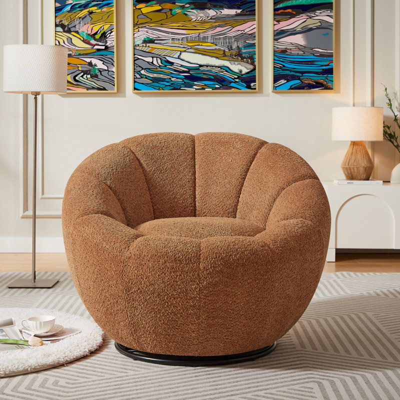 Fauteuil d'appoint pivotant rembourré, Caramel Teddy