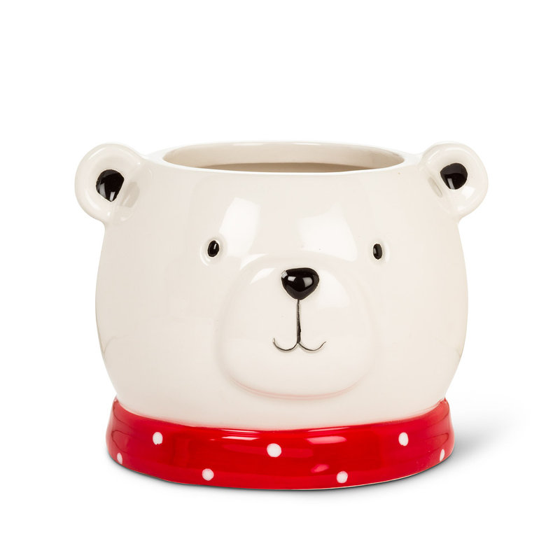 Pot à fleurs tête d'ours polaire, H 3,5 po x l 3,5 po x P 3,5 po