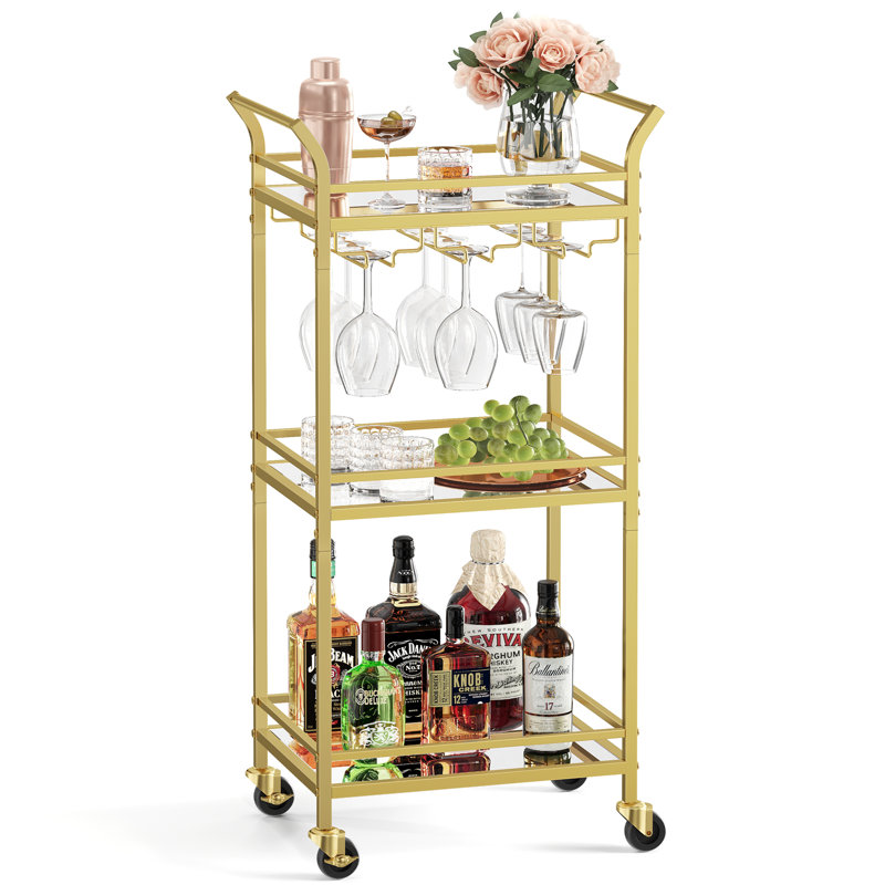 Aivah Kitchen Cart, Gold, 92cm H x 46.8cm W x 30cm D