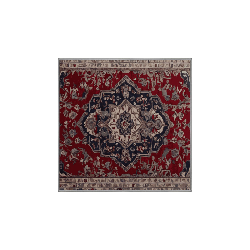 Tapis rouge lavable à la machine, Carré 3 pi
