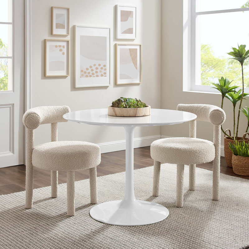 Modway Lippa Round Dining Table, White, 28.5" H x 43" W x 43" D