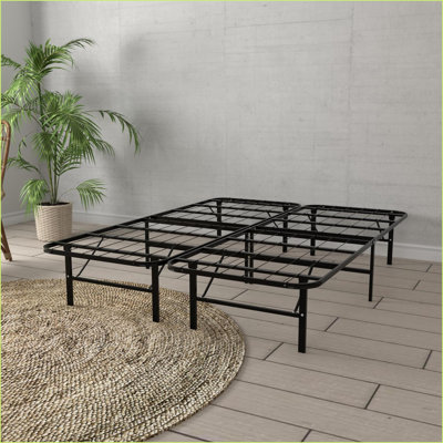 Twin Size Black Steel Platform Bed Frame - No Box Spring Needed, 2000LBS Capacity, 14-Inch Storage
