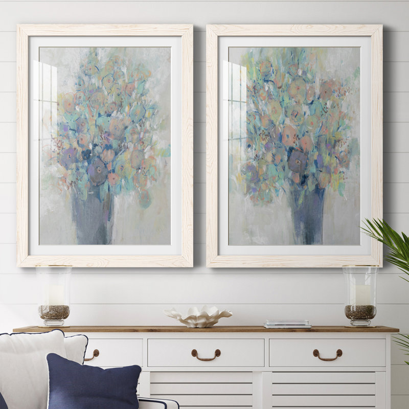Bouquet I - ensemble de 2 reproductions de cadres photo, Cadre blanc, H 31,5 po x l 47 po x P 1,5 po