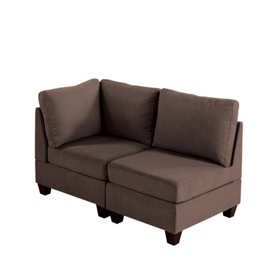 2Pc Black Coffee Modular , Linen-Like Fabric Fashionable, Wood Frame Chairs With Fabric, Formed