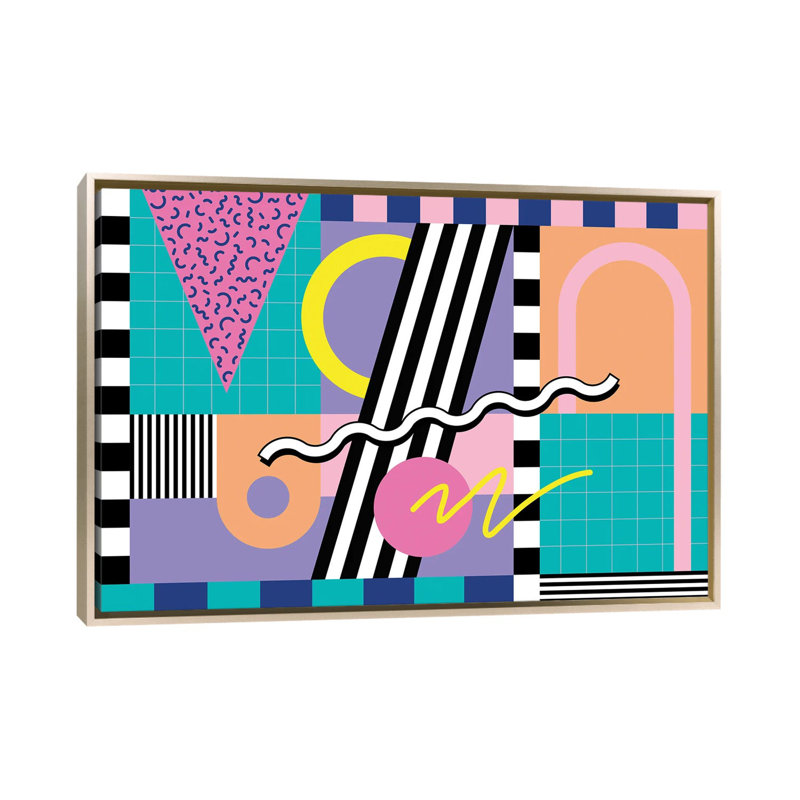 Motif de Memphis 85 - années 80/90 rétro - reproduction d'art mural - toile encadrée, H 40 po x l 60 po, Champagne