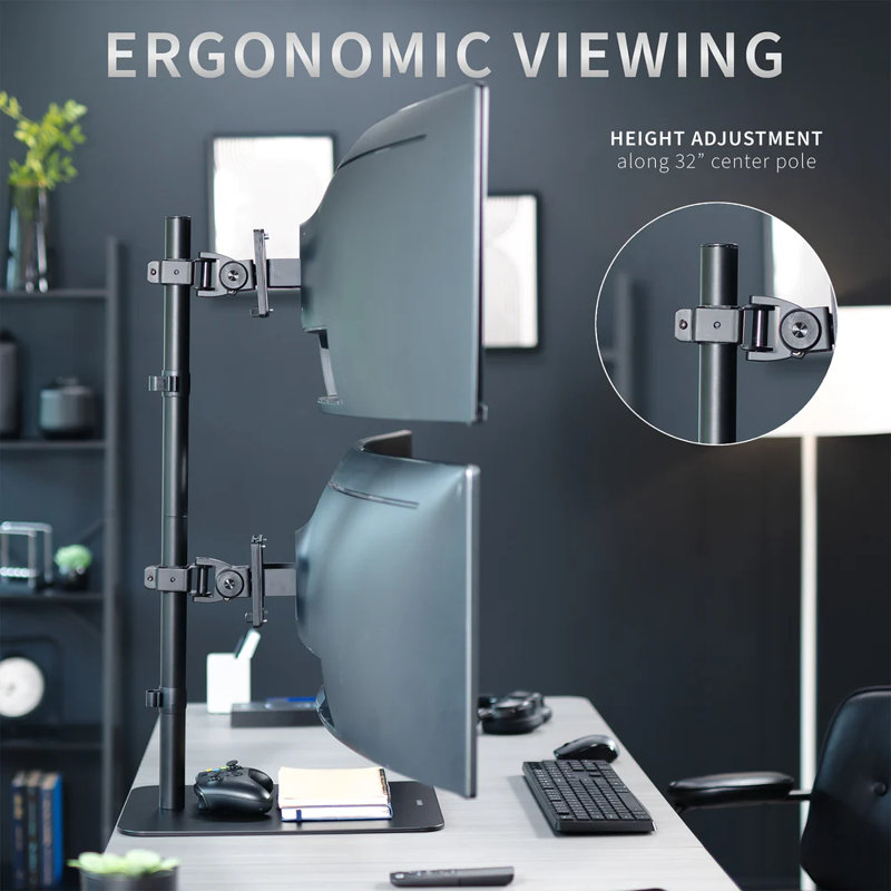 VIVO Dual Ultrawide Monitor Desk Stand with Adjustable Mount, Black