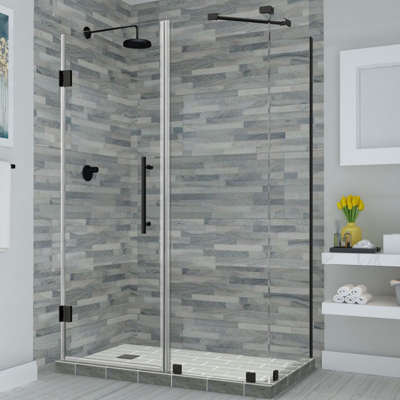 Cabine de douche rectangulaire à charnière sans cadre 42,25 po x 72 po Bromley