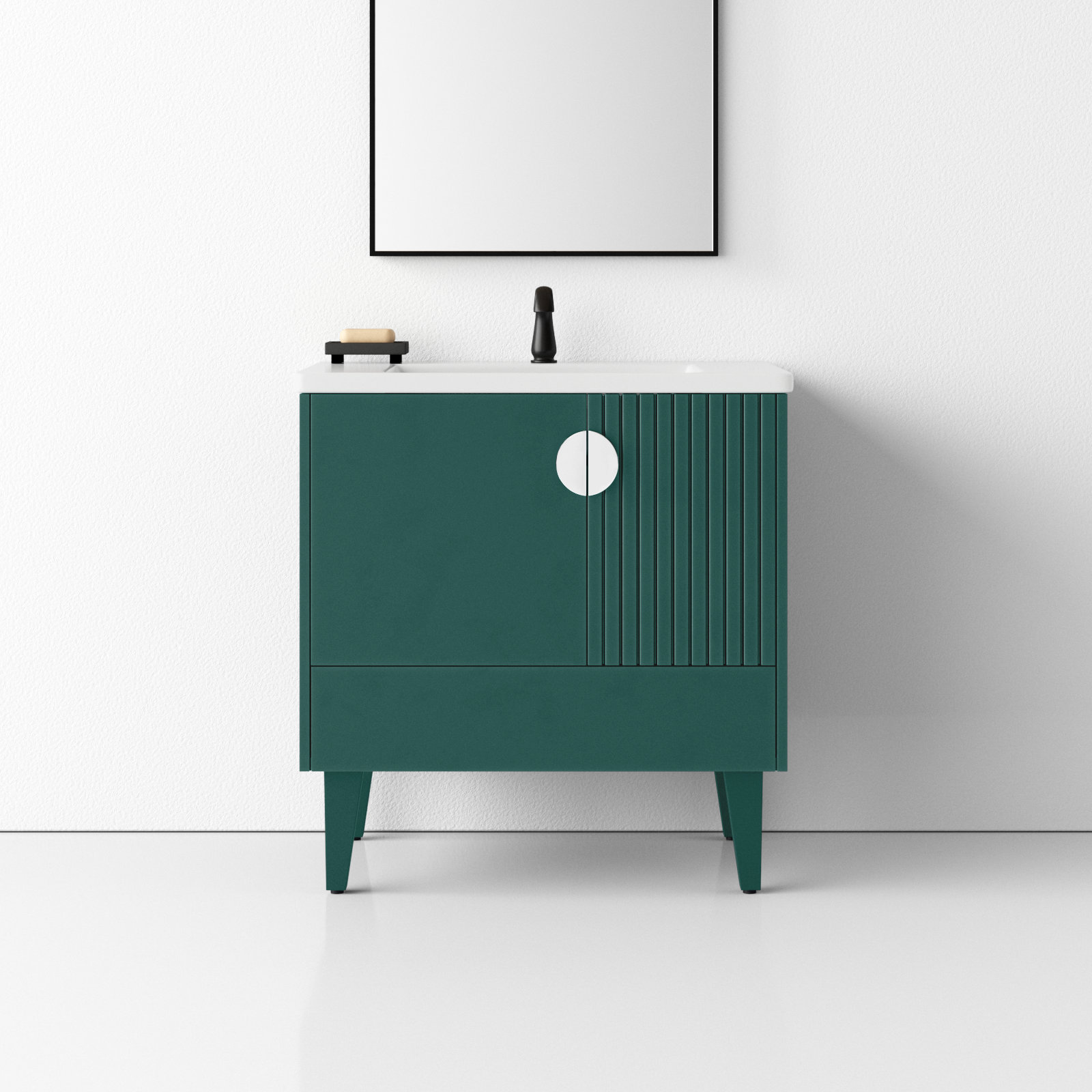 Saimah 30'' Single Bathroom Vanity, Polished Chrome, Green