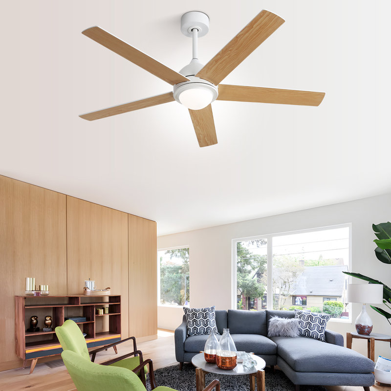 Julicia 52'' Ceiling Fan with LED Lights and Wall Switch, Brown