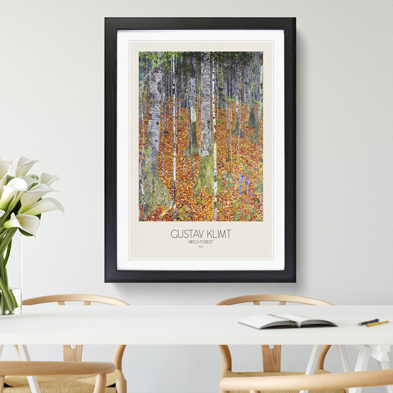 Birch Forest with Border by Gustav Klimt - Framed Print, Black Framed, 48cm H x 36cm W x 2cm D
