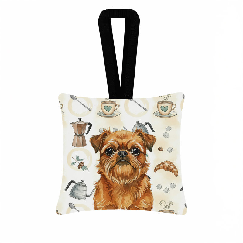 Ornement carré en tissu Belge Brussels Griffon, Griffon bruxellois