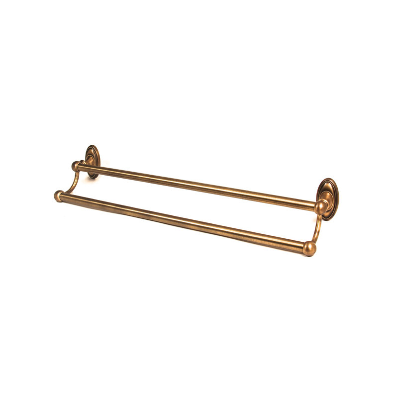 Classic Traditional Double Towel Bar, Polished Antique
