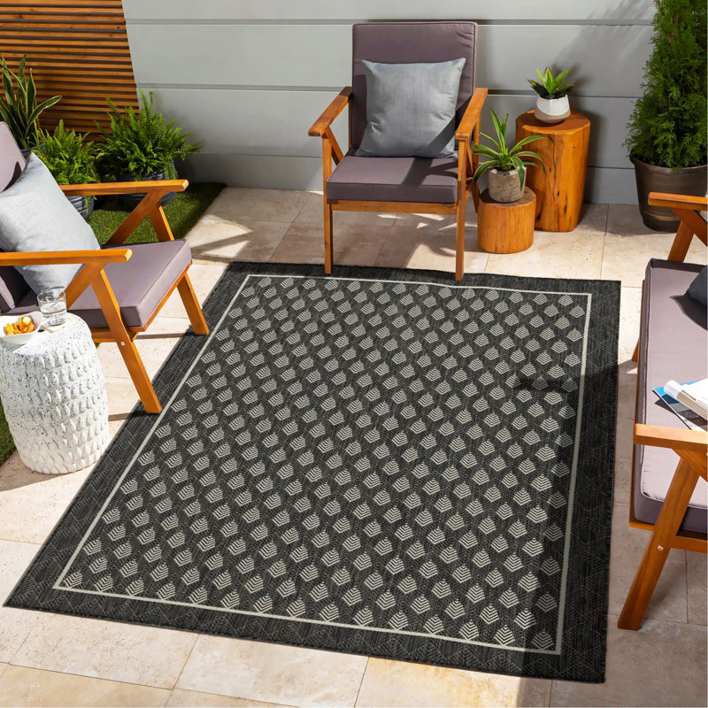 Anthracite Indoor/Outdoor Area Rug, Rectangle 7'10" x 10'3"
