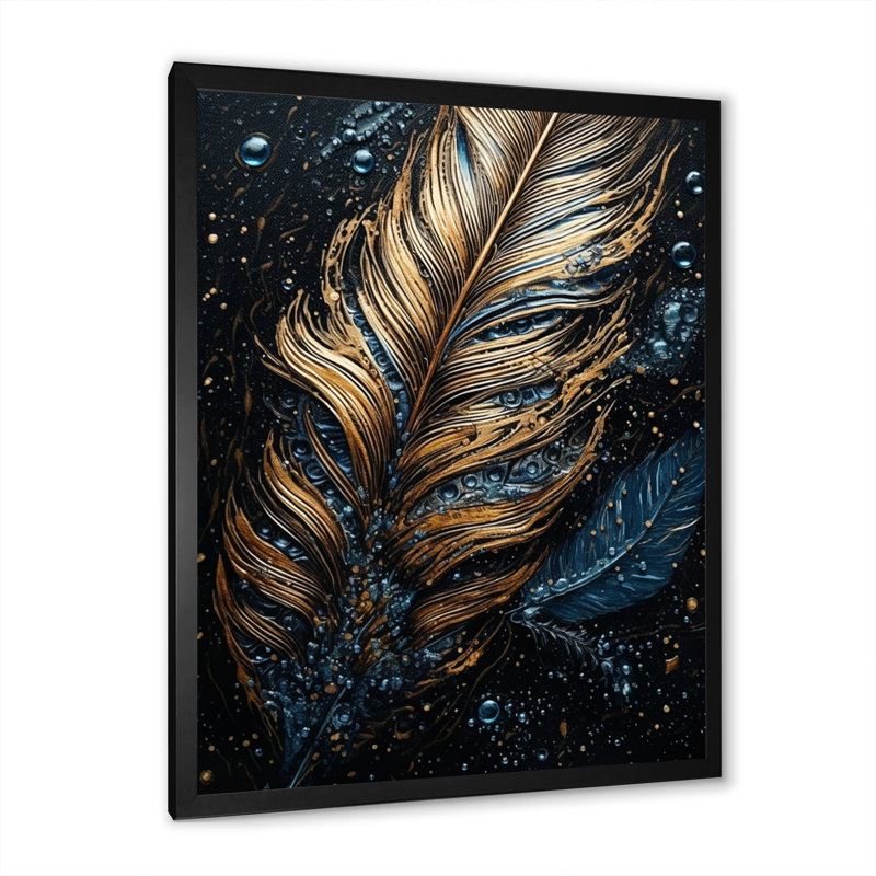 Restormel Gold Feather Glamour II sur impression sur toile, Cadre photo noir, H 20 po x l 12 po x P 1 po