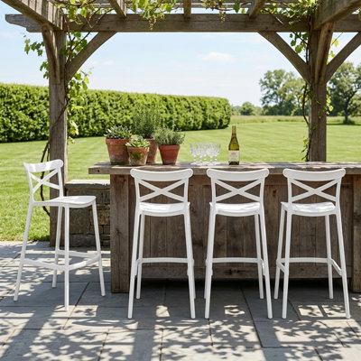 Tabouret de bar 29,5 po empilable 29,5 po, sans assemblage, avec support pour l'extérieur, l'intérieur, l'îlot de cuisine et le balcon