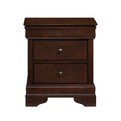 Louis Philippe Style 1Pc Nightstand Of Drawers Brown Cherry Finish Okume Veneer Bedroom Furniture