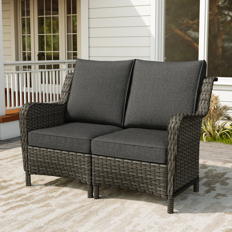 Mapleview 2-Person Outdoor Seating Group With Cushions, Dark Gray, Gray