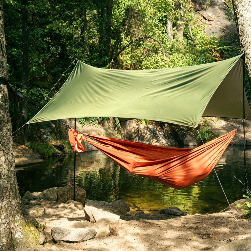 Auvent de camping coupe-vent, tente portable à montage rapide, hamac de camping léger avec double-toit, bâche, abri de randonnée, voile d'ombrage, protection pour plantes de jardin, auvent