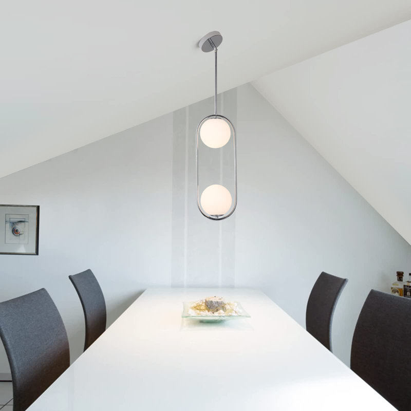 Luminaire suspendu 2 lumières Gamba, Chrome