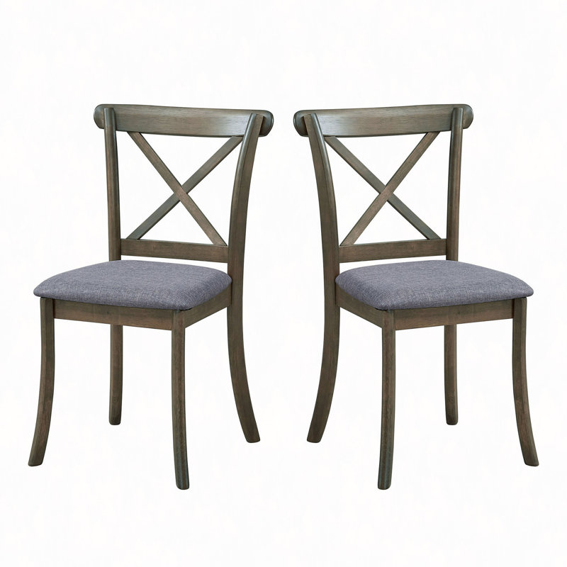 Ensemble de 2 chaises de salle à manger en bois avec dossier en X, Chêne