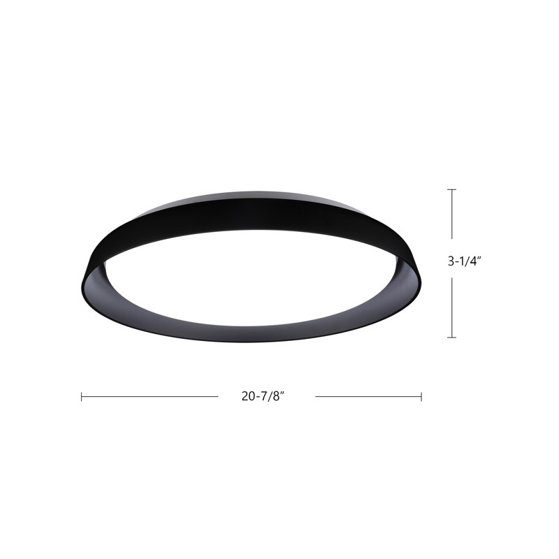 Plafonnier encastré 1 lumière DEL Hampton, Noir, H 3,25 po x l 20,875 po x P 20,875 po