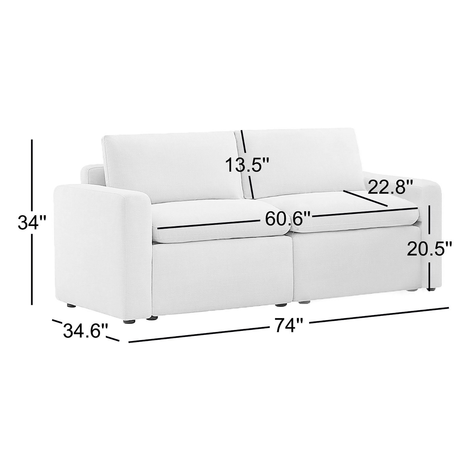 Lana 74" Modular Sofa, Elite Indigo