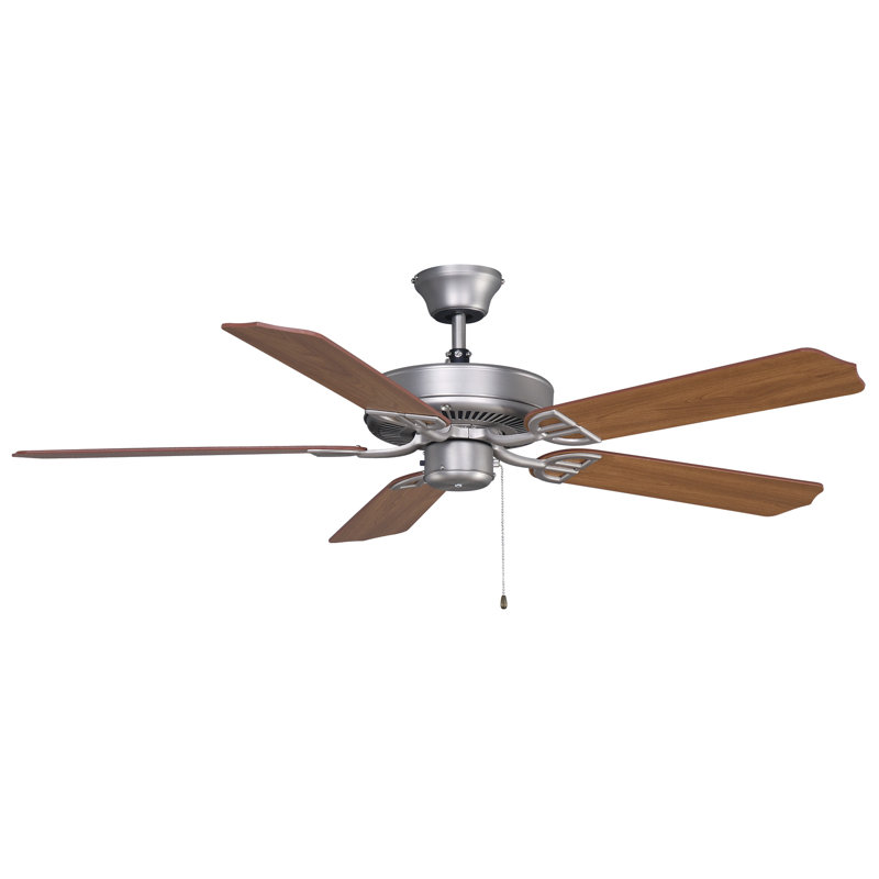 Builder 52'' Ceiling Fan, Satin Nickel with Walnut Blades