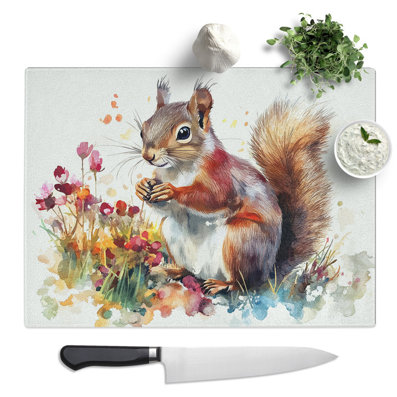 Squirrel Design  Glass Chopping Board