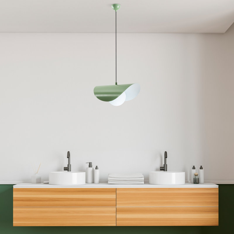 Lustre élégant en forme de menthe, hauteur réglable de 9,8 à 44,1 pouces | Corps en métal robuste, plaque de base de diamètre de 4 po x 2,8 po | 1 x douille E27 (40 W maximum, ampoule non incluse) | Parfait pour l'éclairage du salon, de la salle à manger et du vestibule
