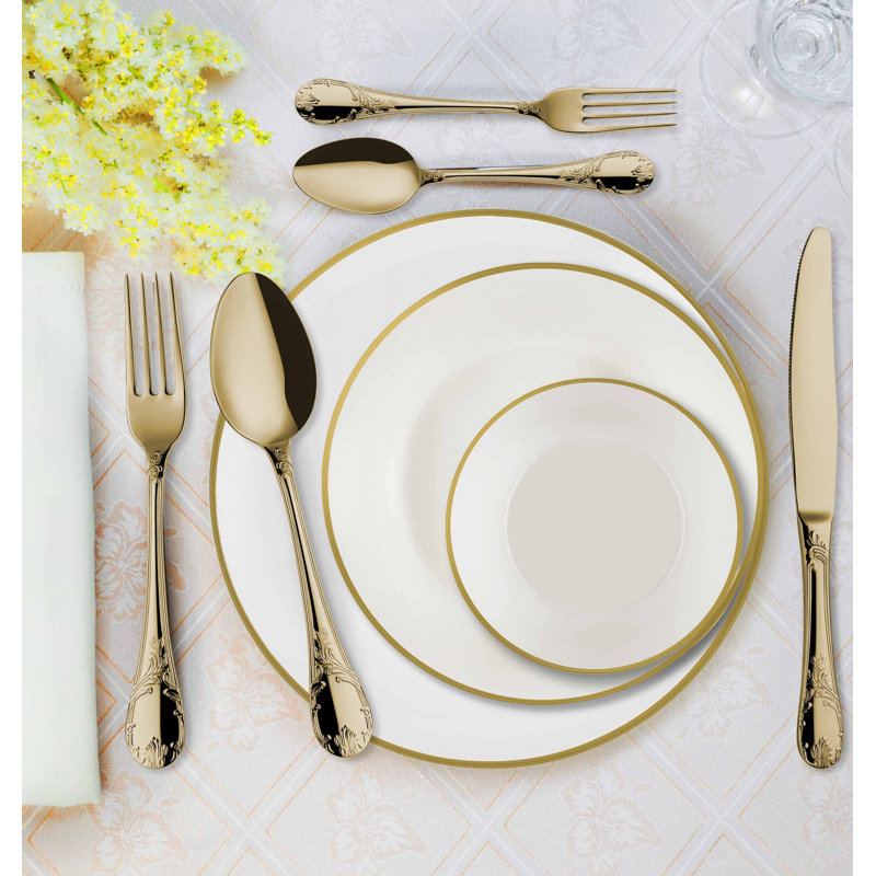 Friedens 42 Piece Cutlery Set, Service For 6, Gold