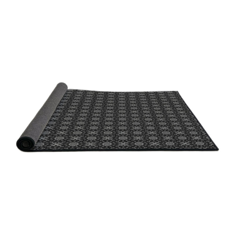 Tapis noir/vert tissé à la machine, Rond 3 pi
