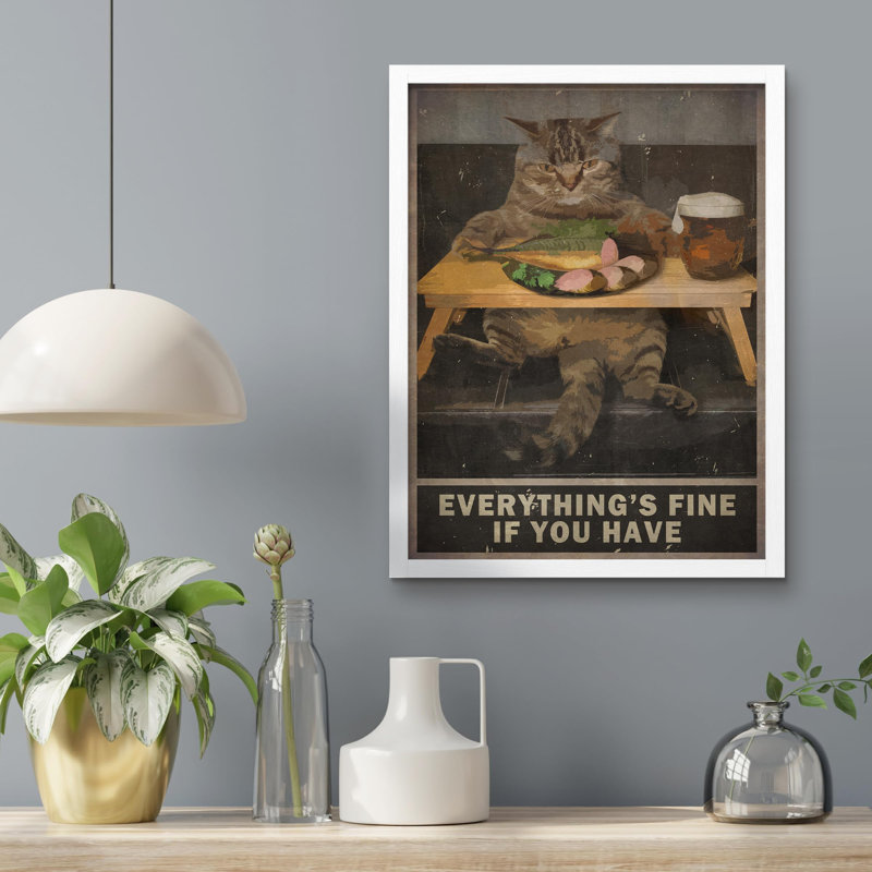 «Cute Cat Quotes Bar Sign» sur papier, Blanc, H 10 po x l 8 po