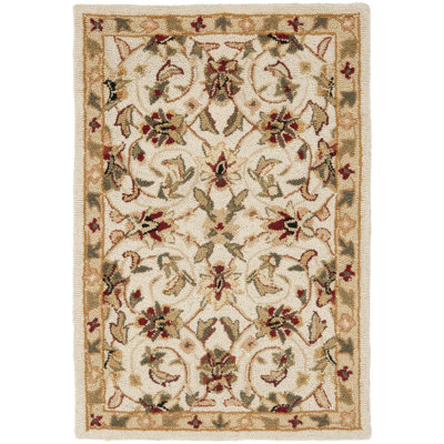 Tapis ivoire en laine fait à la main Hollander