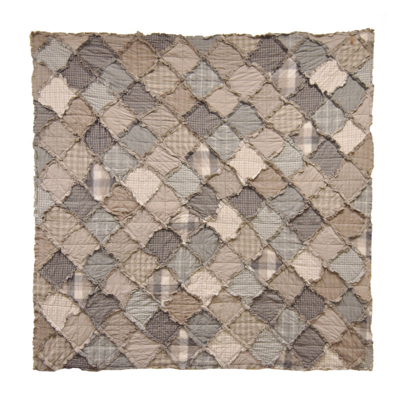 Smoky Mountain Taupe and Gray Cotton Quilted Throw Blanket