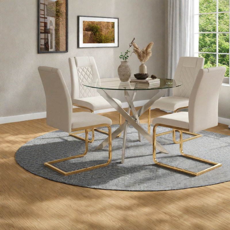 Ensembles de table de salle à manger (doit inclure la table et la chaise), petite maison moderne en verre et métal