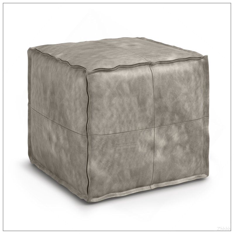Brody - Pouf carré - Gris vieilli, Cuir gris