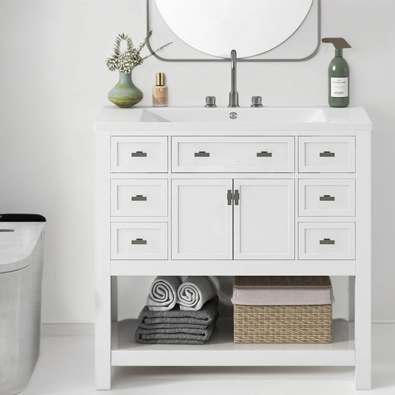 Onolee 36'' Free Standing Single Bathroom Vanity with Resin Top, White