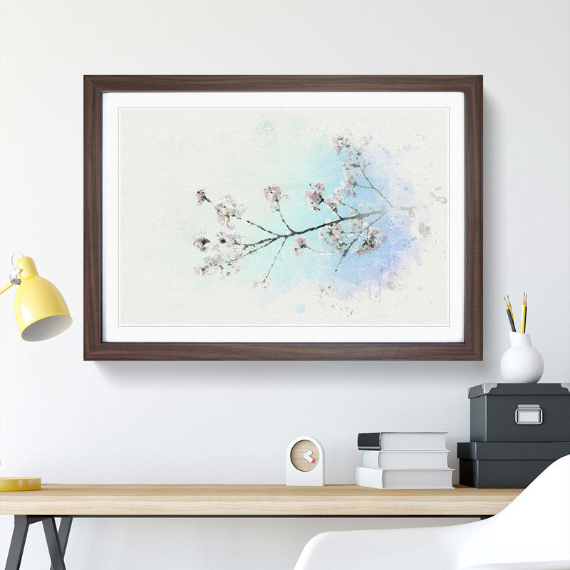 Pink Cherry Blossom Tree in Sunlight in Abstract - Framed Print, 50cm H x 76cm W x 2cm D, Walnut