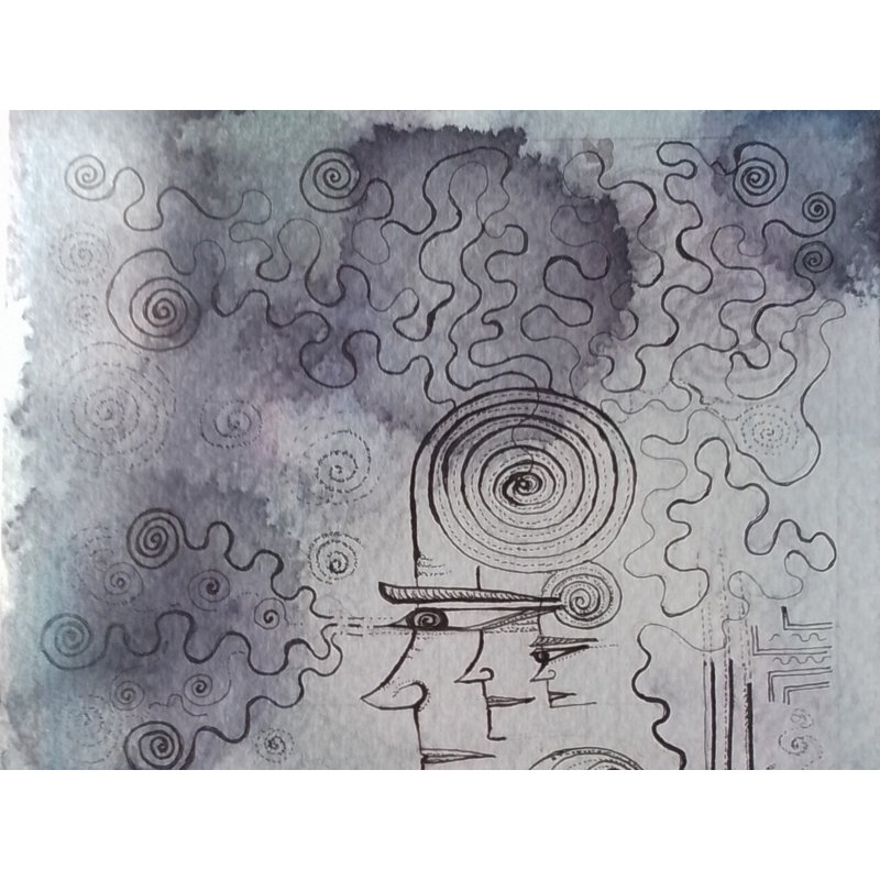 «Conspiring», peinture sur papier de coton | Art par Sukanya Sarkar