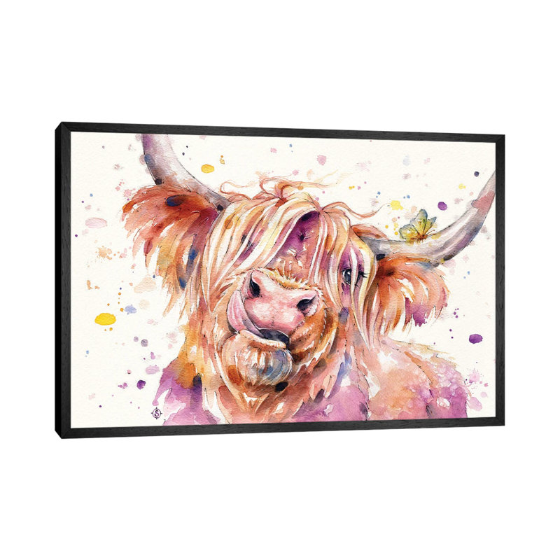 Bad Hair Don't Care (Scottish Highland Cow) by Sillier Than Sally - Print on Canvas, 66.04 cm H x 45.72 cm W, Black Framed